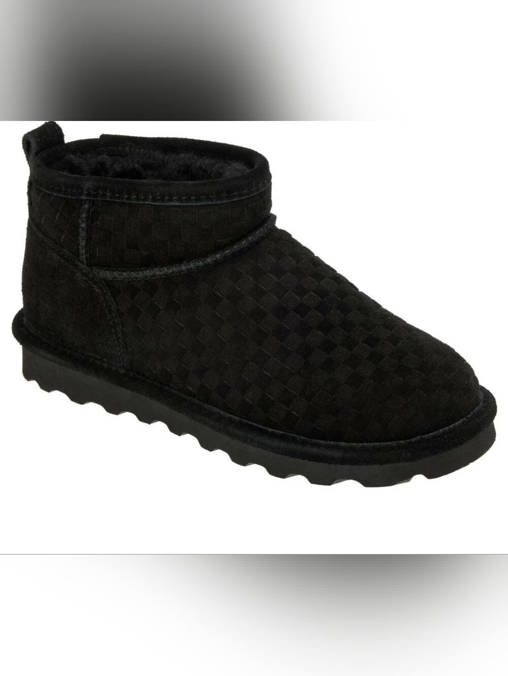 NWT BearPaw Black Woven Suede Ankle BootiesAmy Ladies 8.5M
